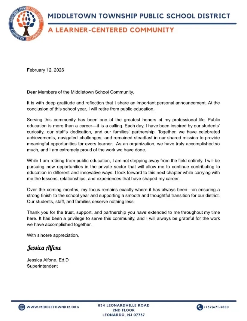 Figure 4. Email to school community from Jessica Alfone