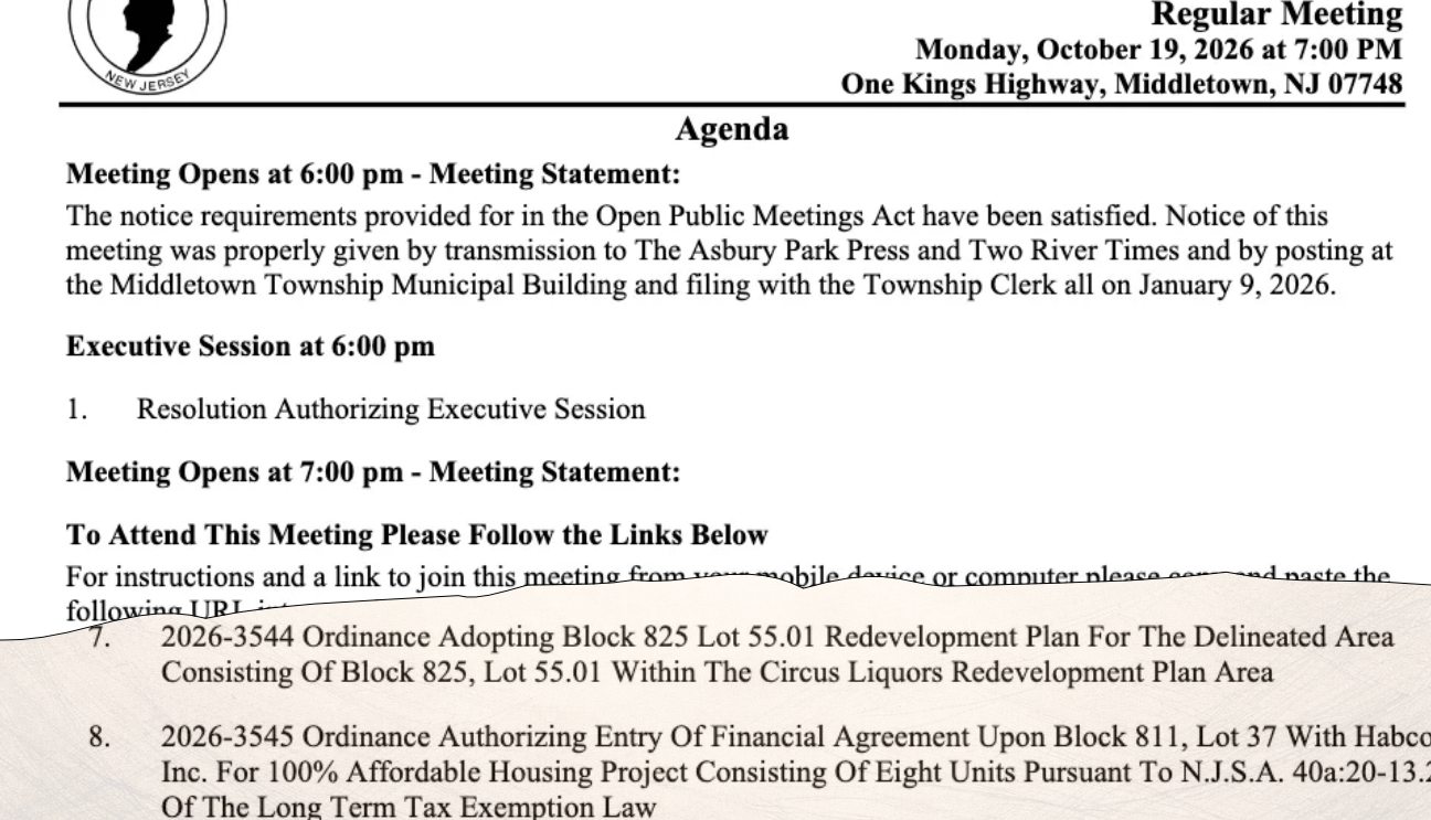 Middletown Township Committee to Introduce Circus Liquors Redevelopment Plan Ordinance evidence image